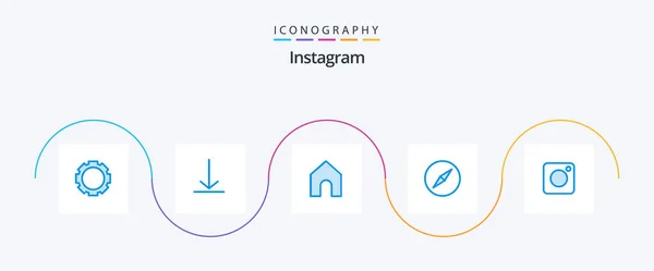 Instagram Blue Icon Pack Including Social Interface Photo Camera — Διανυσματικό Αρχείο