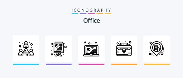 Office Line Icon Pack Including Office Bulls Eye Business Thing — 图库矢量图片