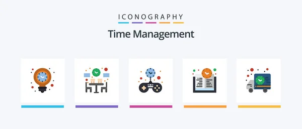 Time Management Flat Icon Pack Including Shipping Learning Time Time — 图库矢量图片