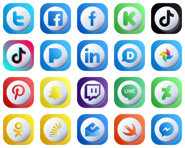 Cute Gradient Icons Popular Social Media Pack Pinterest Disqus Douyin — Stockvector