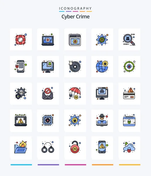 Creative Cyber Crime Line Filled Icon Pack Encryption Spy Ware — Stockový vektor