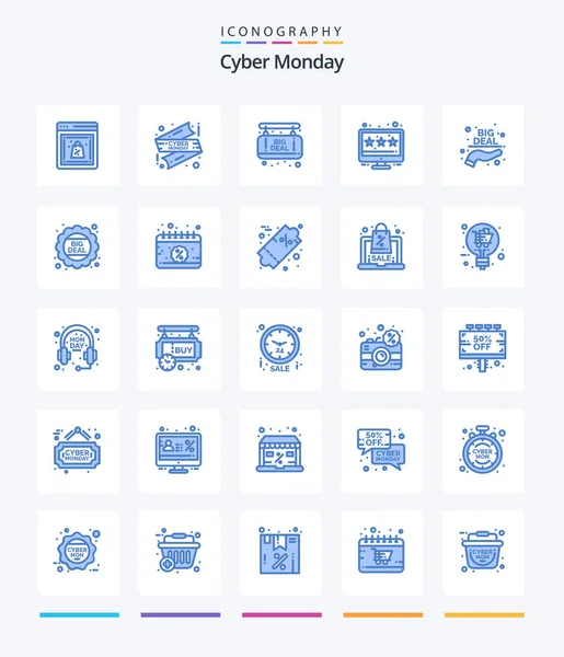 Creative Cyber Monday Blue Icon Pack Sale Buy Board Big — Image vectorielle