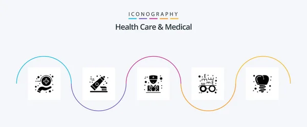 Health Care Medical Glyph Icon Pack Including Screw Doctor Implanting — Wektor stockowy