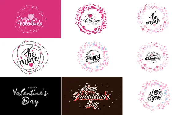 Happy Valentine Day Typography Poster Handwritten Calligraphy Text Isolated White — Stockvector