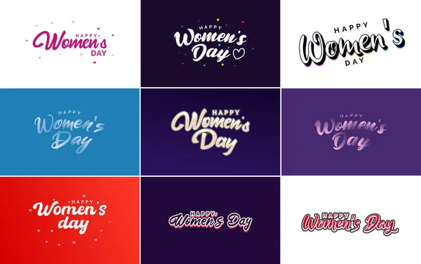 Happy Women Day Greeting Card Template Hand Lettering Text Design — Διανυσματικό Αρχείο