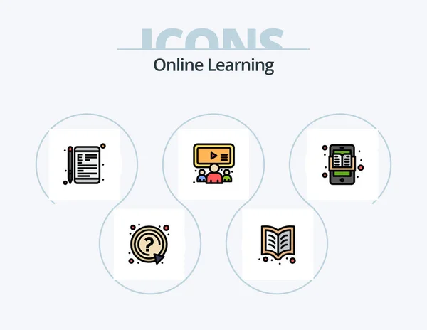 Online Learning Line Filled Icon Pack Icon Design Learning Video — Wektor stockowy
