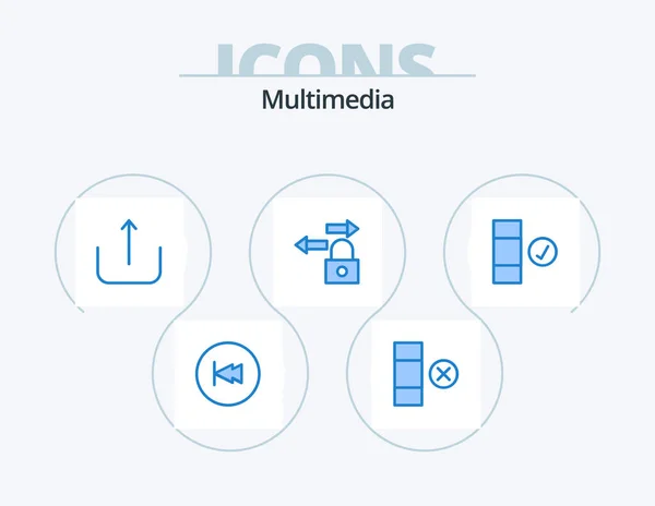 Multimedia Blue Icon Pack Icon Design Complete Multimedia Check Lock — Stockvektor