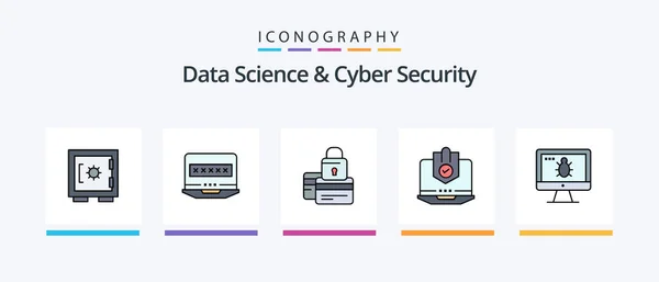Data Science Cyber Security Line Filled Icon Pack Including Keys — Stockový vektor
