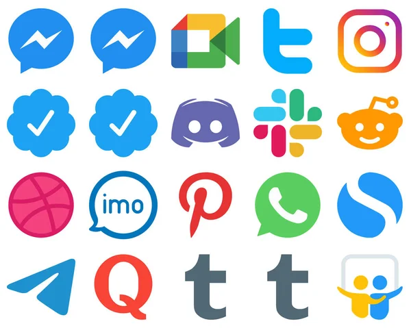Flat App Design Flat Social Media Icons Reddit Instagram Text — Image vectorielle