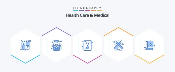 Health Care Medical Blue Icon Pack Including Medical Education Book — Stockový vektor