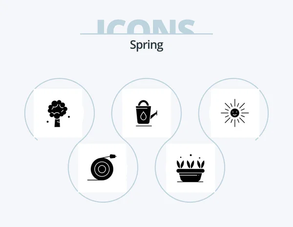 Spring Glyph Icon Pack Icon Design Brightness Shower Tree Bathroom — Stock vektor