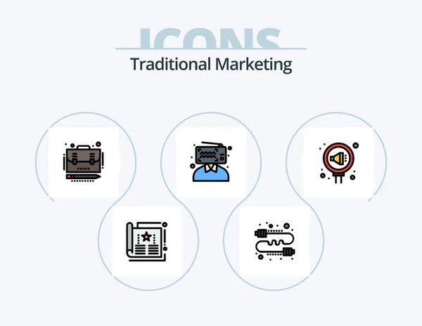 Traditional Marketing Line Filled Icon Pack Icon Design Market Billboard — Stockvector