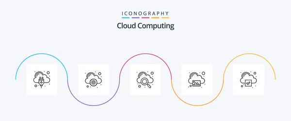 Cloud Computing Line Icon Pack Including Cloud Picture Cloud Photo — Stok Vektör