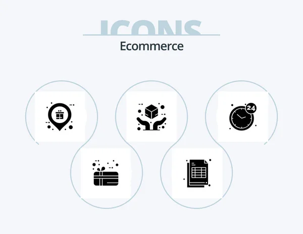 Ecommerce Glyph Icon Pack Icon Design Clock Package Market Insurance — Wektor stockowy