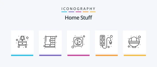 Home Stuff Line Icon Pack Including Makeup Clock Sofa Couch — Wektor stockowy