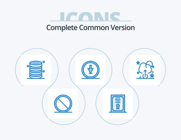 Complete Common Version Blue Icon Pack Icon Design Cloud Navigation — Stockvektor