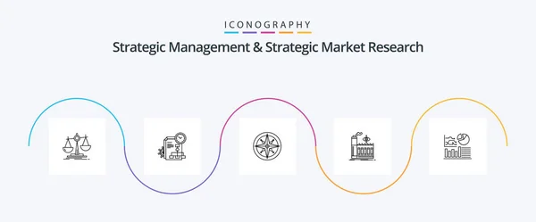 Strategic Management Strategic Market Research Line Icon Pack Including Smoke — Vetor de Stock