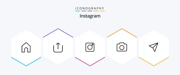 Instagram Line Icon Pack Including Share Photo Sets Image — Vettoriale Stock