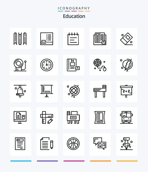 Creative Education Outline Icon Pack Education Learning Education Knowledge Book — Image vectorielle