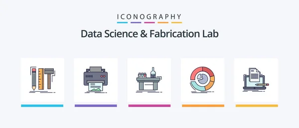 Data Science Fabrication Lab Line Filled Icon Pack Including Electronics — Vettoriale Stock
