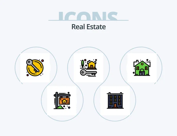 Real Estate Line Filled Icon Pack Icon Design Sweet Home — Stockvektor