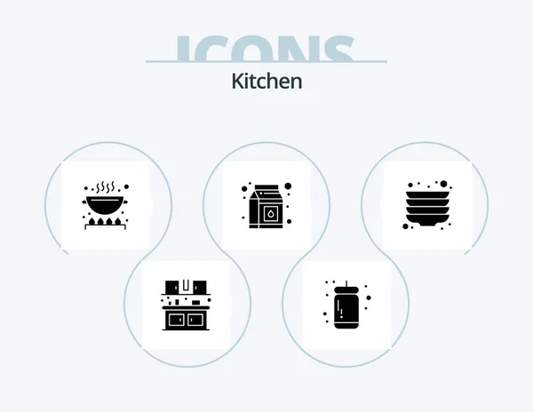 Kitchen Glyph Icon Pack Icon Design Plates Kitchen Cook Pack — Wektor stockowy