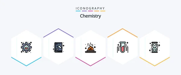 Chemistry Filledline Icon Pack Including Gas Experiment Experiment Chemistry Laboratory — Stok Vektör