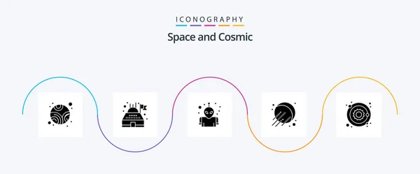 Space Glyph Icon Pack Including Sun Space Star Astronomy — Stok Vektör