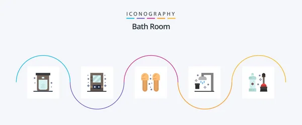 Bath Room Flat Icon Pack Including Sport Clean Utensil Bath — Stock Vector