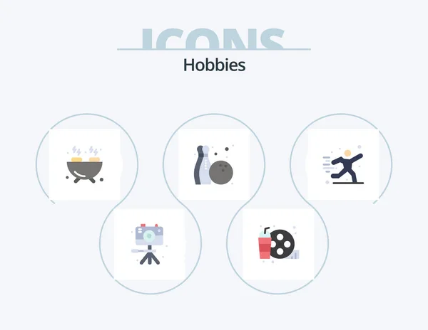 Hobbies Flat Icon Pack Icon Design Football Hobby Barbecue Hobbies — Stock vektor