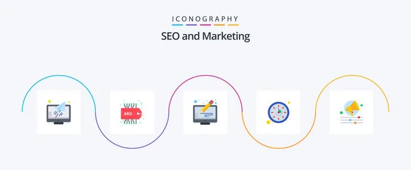 Seo Flat Icon Pack Including Campaign Copyright Alert Time — Vector de stock