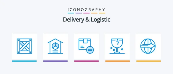 Delivery Logistic Blue Icon Pack Including Logistic Delivery Stock Caution — Stockový vektor