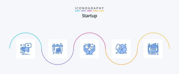 Startup Blue Icon Pack Including Chart Graph Growth Statistics Chart — Stock Vector