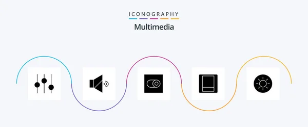 Multimedia Glyph Icon Pack Including Toggle Brightness — Stok Vektör