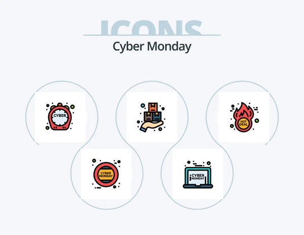 Cyber Monday Line Filled Icon Pack Icon Design Online Sale — Διανυσματικό Αρχείο
