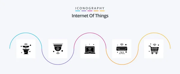 Internet Things Glyph Icon Pack Including Internet Things Iot Wifi — Stok Vektör