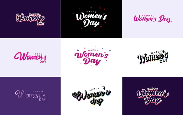 Pink Happy Women Day Typographical Design Elements Use International Women — Image vectorielle