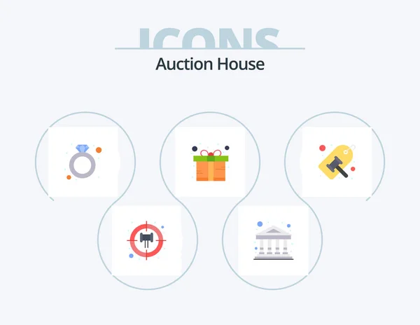 Auction Flat Icon Pack Icon Design Law Justice Diamond Court — Stok Vektör