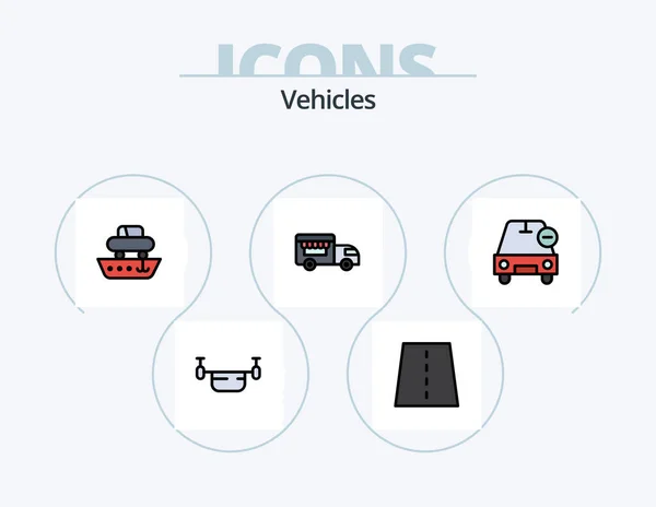 Vehicles Line Filled Icon Pack Icon Design Delete Vessel Truck — Image vectorielle