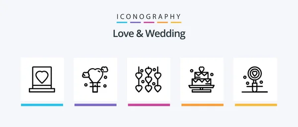 Love Wedding Line Icon Pack Including Love Disk Love Lover — 图库矢量图片