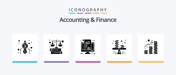 Accounting Finance Glyph Icon Pack Including Coins Money Dashboard Business — Vetor de Stock