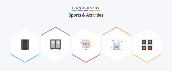 Sports Activities Flat Icon Pack Including Sports Basketball Closet Recreation — Vetor de Stock