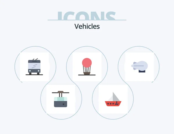 Vehicles Flat Icon Pack Icon Design Airship Yacht Hot Air — Stockový vektor
