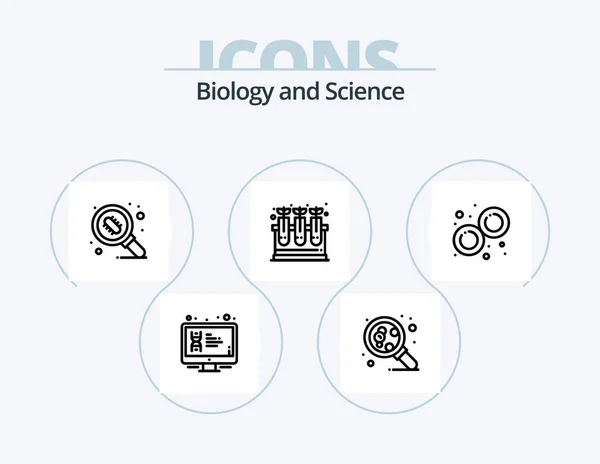 Biology Line Icon Pack Icon Design Knowledge Content Jar Book — Vetor de Stock