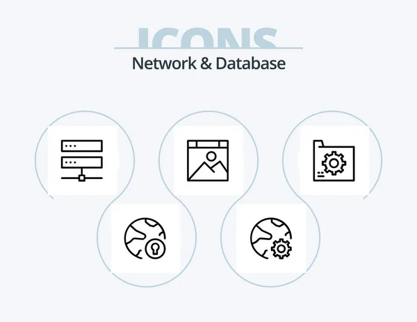 Network Database Line Icon Pack Icon Design Database Cloud Document — Stockový vektor