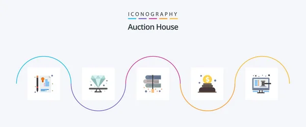 Auction Flat Icon Pack Including Auction Money Book Donation Laws — Stok Vektör