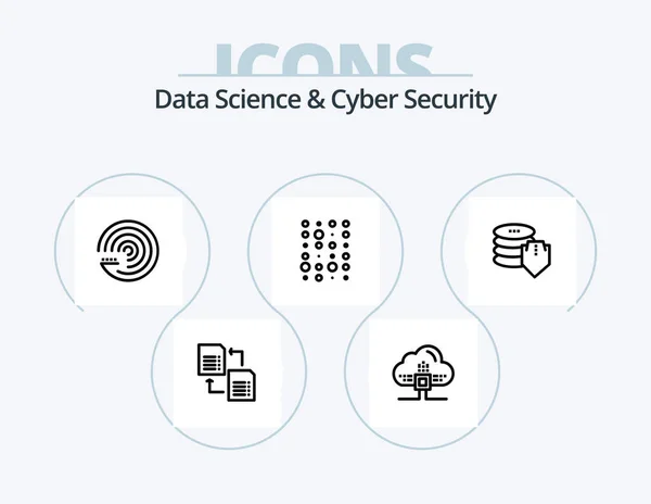 Data Science Cyber Security Line Icon Pack Icon Design Data — Stockový vektor