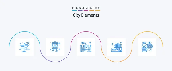 City Elements Blue Icon Pack Including Chair Lift Cable Car — Wektor stockowy