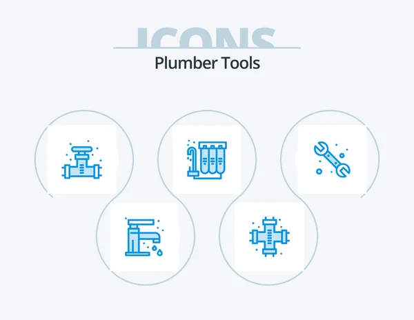 Plumber Blue Icon Pack Icon Design Water Filtration System Filter — 图库矢量图片