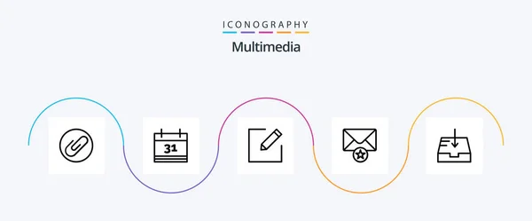Multimedia Line Icon Pack Including Write Receive Mail — Stockvektor